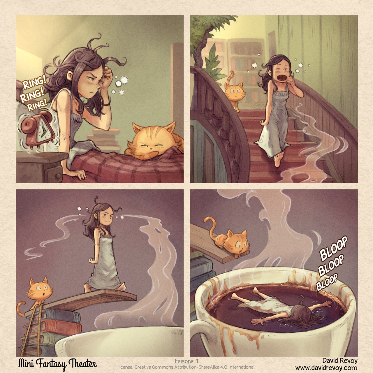MiniFantasyTheater, Morning Routine, page 1. English comic artwork by David Revoy.