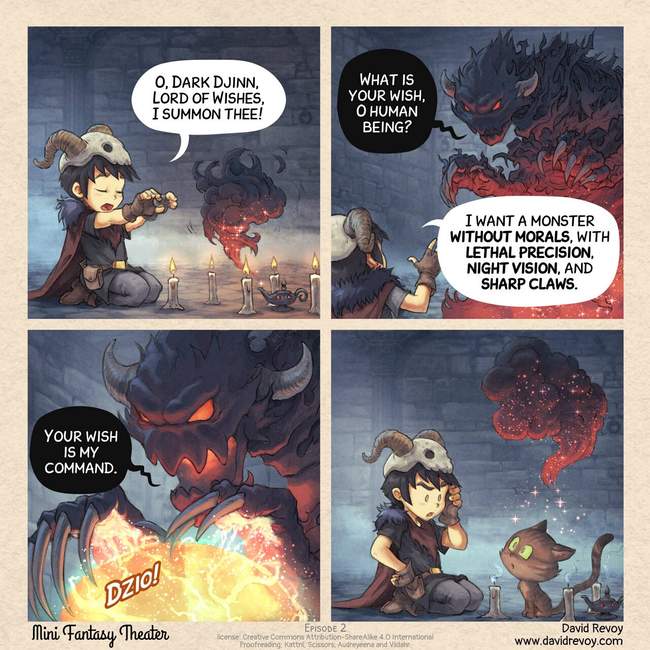 MiniFantasyTheater, Monster, page 1. English comic artwork by David Revoy.