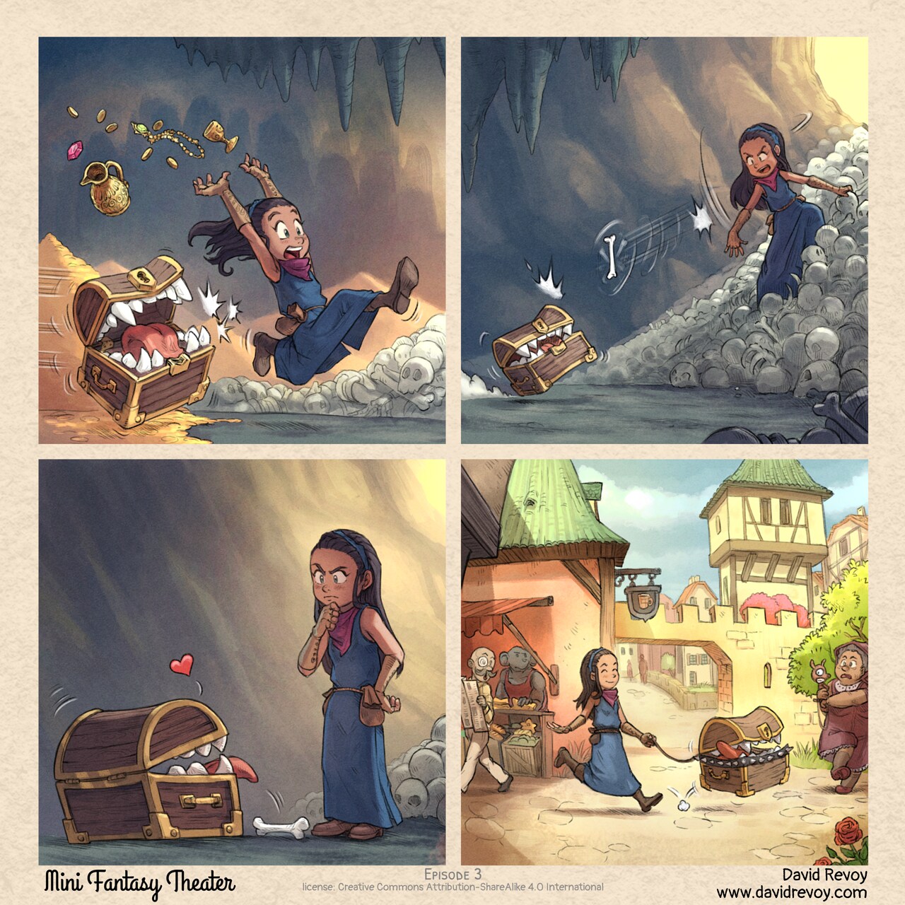 MiniFantasyTheater, My treasure, page 1. English comic artwork by David Revoy.