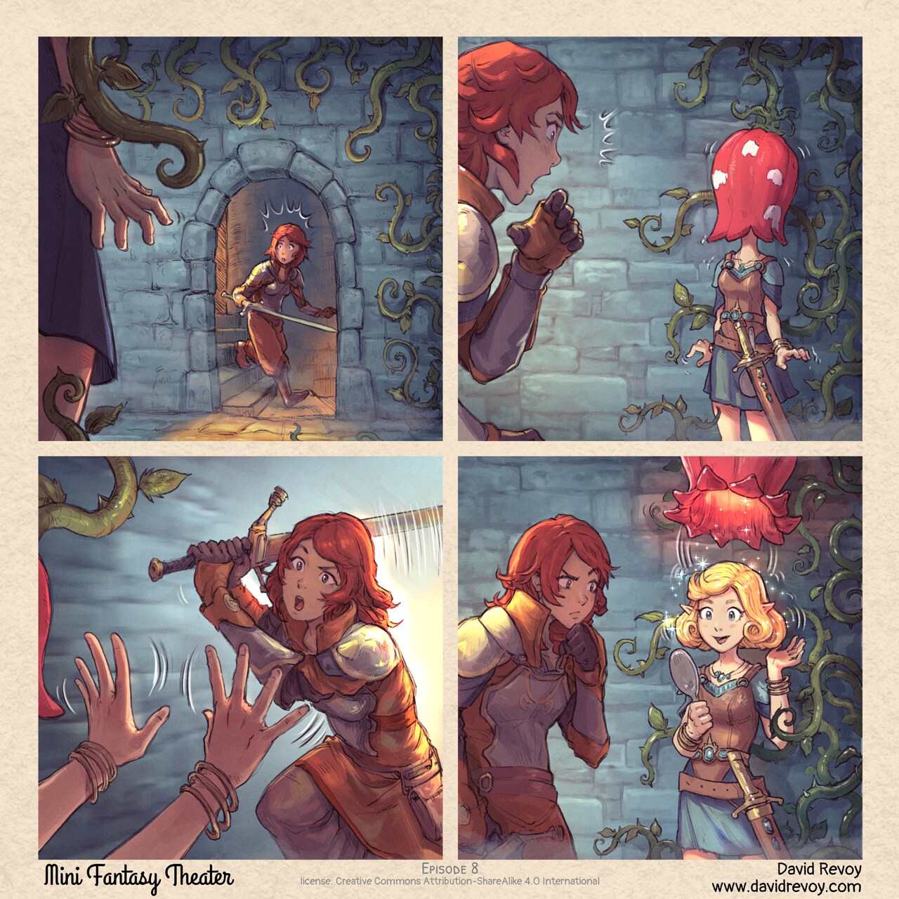 MiniFantasyTheater, Carnivorous Plants, page 1. English comic artwork by David Revoy.