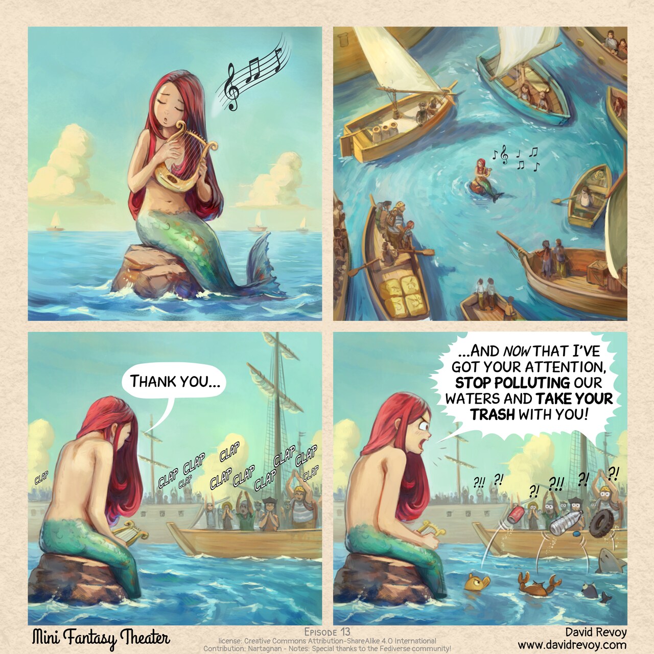 MiniFantasyTheater, Mermaid, page 1. English comic artwork by David Revoy.