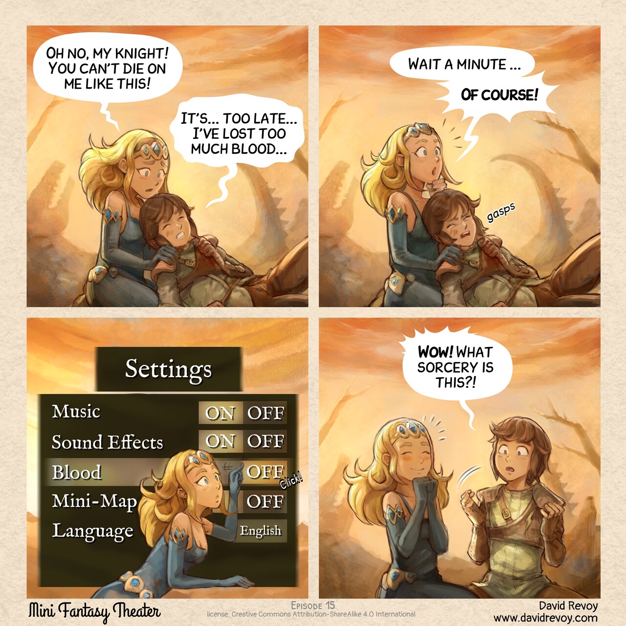 MiniFantasyTheater, Settings, page 1. English comic artwork by David Revoy.