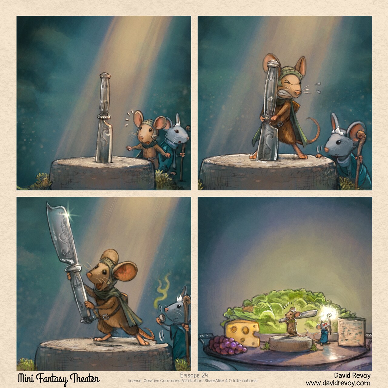 MiniFantasyTheater, The Sword in the Stone, page 1. English comic artwork by David Revoy.