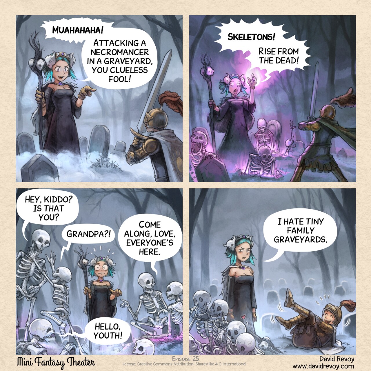 MiniFantasyTheater, Graveyard Surprise (Halloween Special), page 1. English comic artwork by David Revoy.