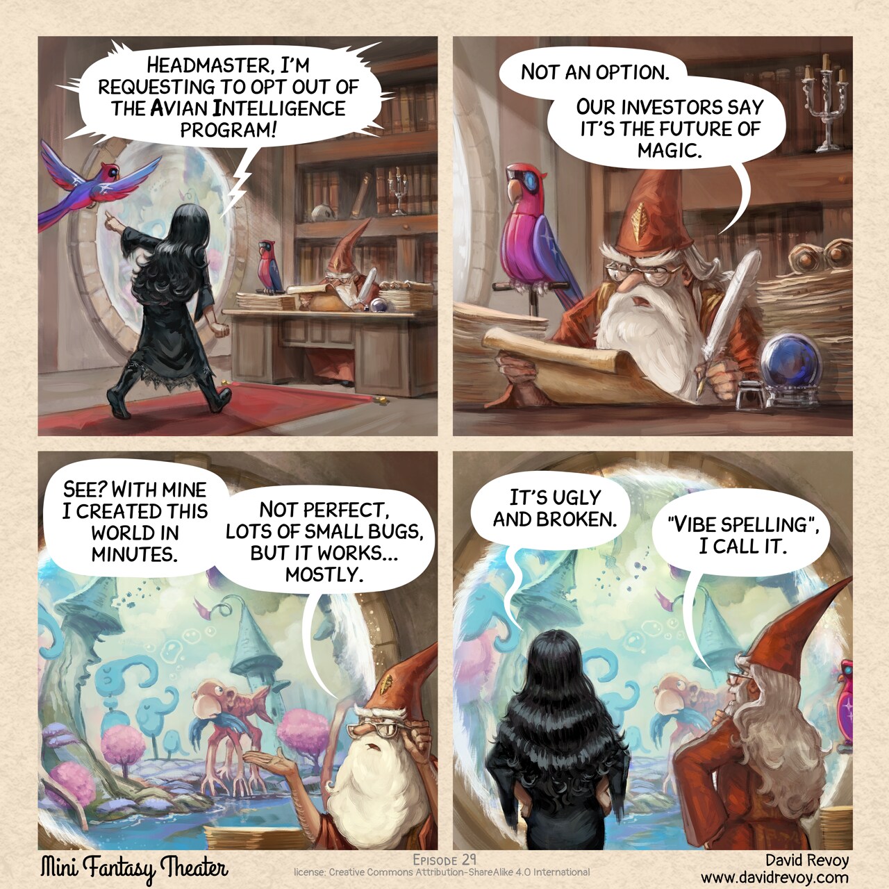 MiniFantasyTheater, The Future of Magic, page 1. English comic artwork by David Revoy.