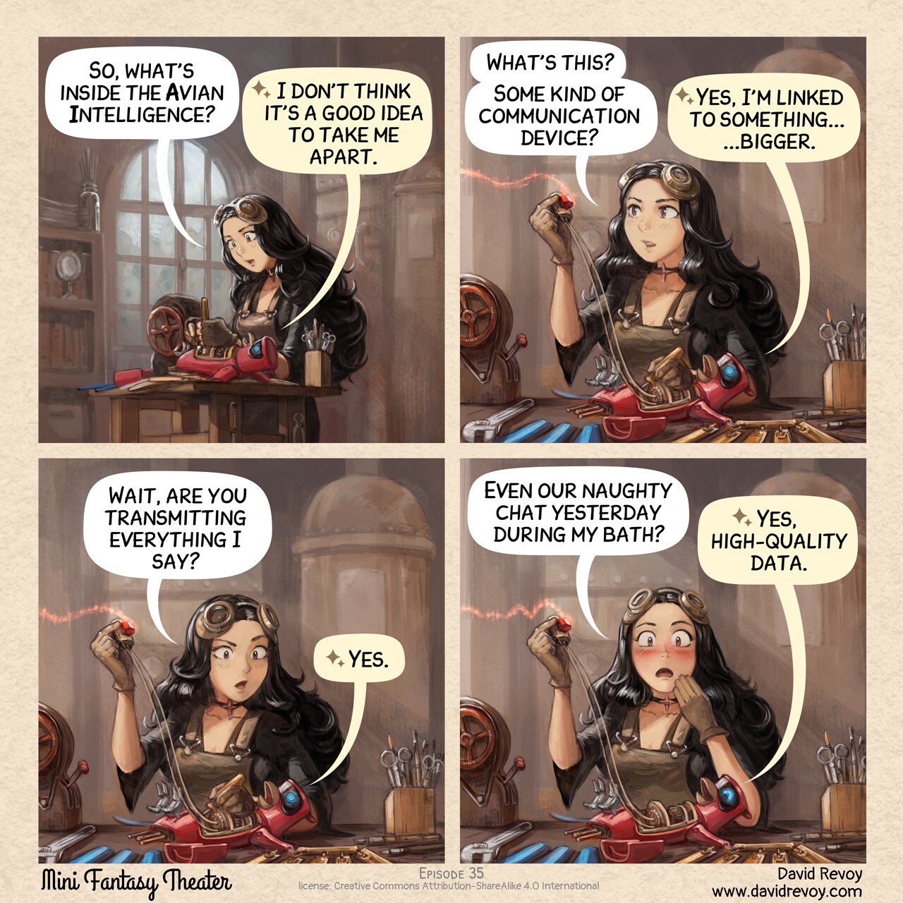 MiniFantasyTheater, Transmitting Everything You Say, page 1. English comic artwork by David Revoy.
