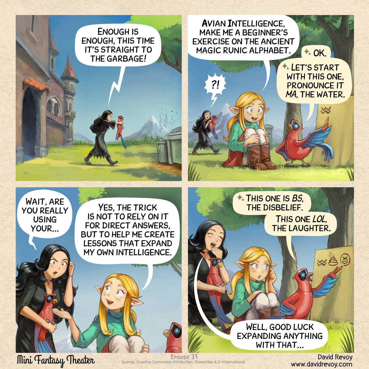 MiniFantasyTheater, Generated Lessons, page 1. English comic artwork by David Revoy.