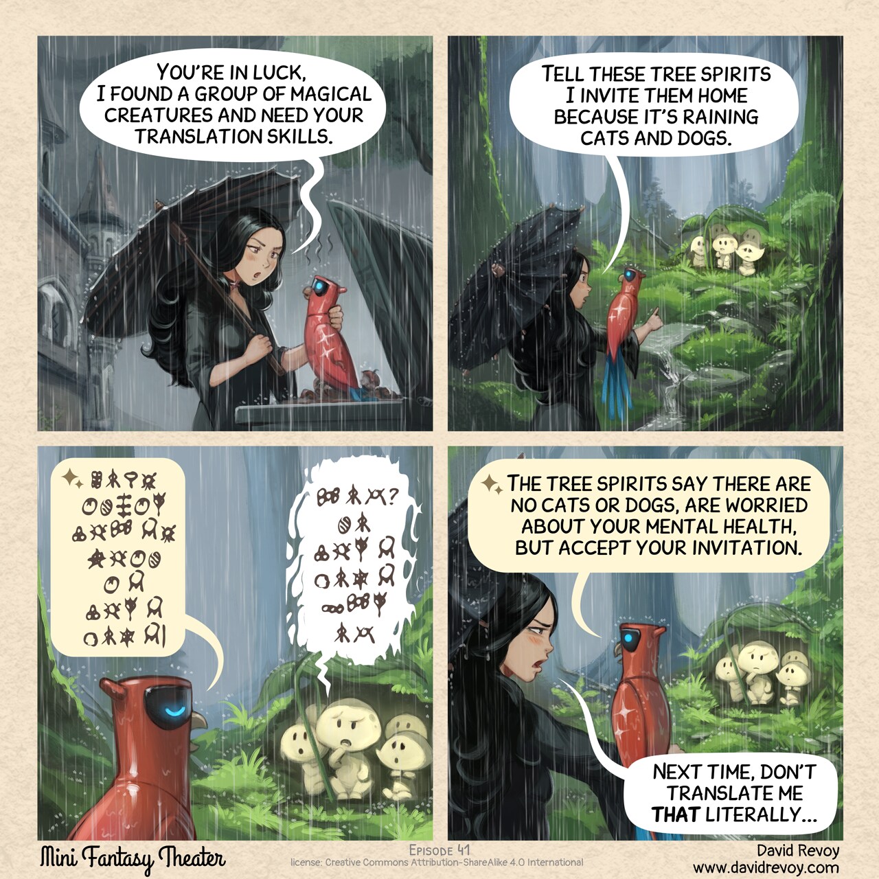 MiniFantasyTheater, Literal Translations, page 1. English comic artwork by David Revoy.