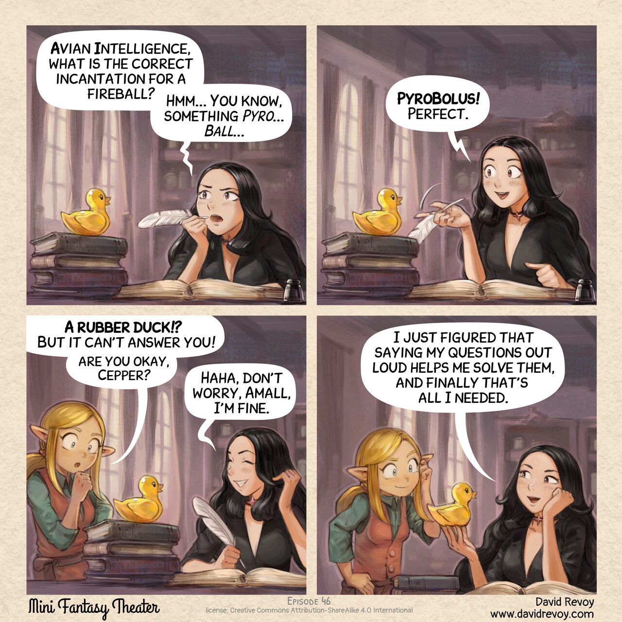 MiniFantasyTheater, Rubber Ducking, page 1. English comic artwork by David Revoy.