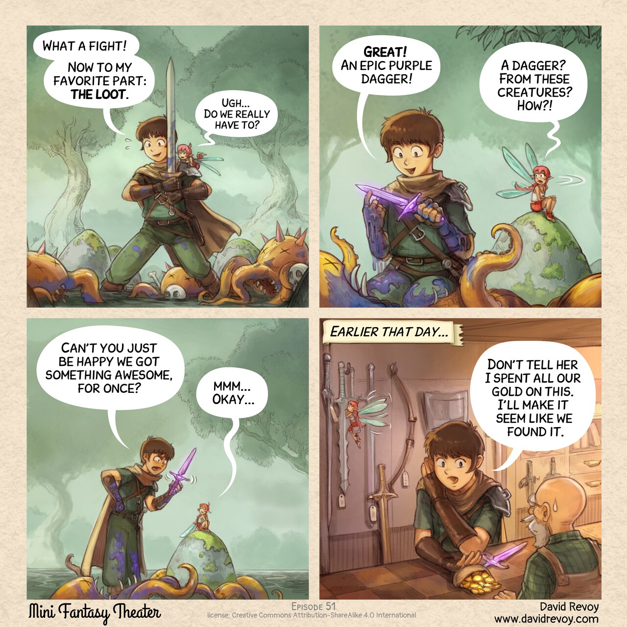 MiniFantasyTheater, The loot, page 1. English comic artwork by David Revoy.