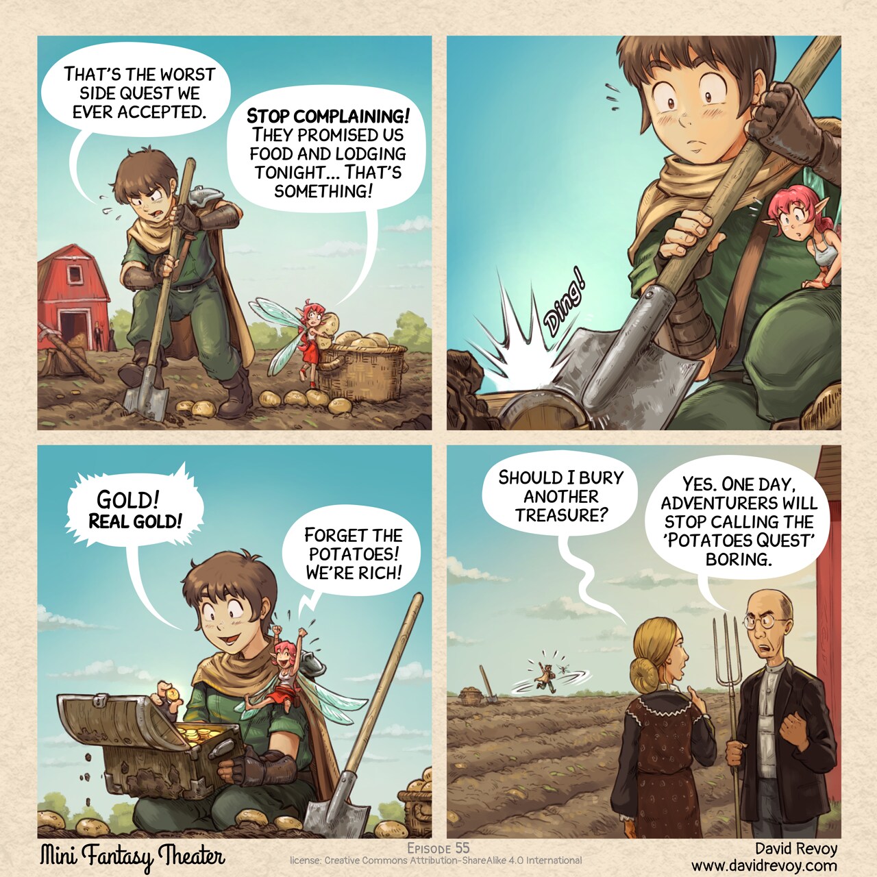 MiniFantasyTheater, The Potatoes Quest, page 1. English comic artwork by David Revoy.