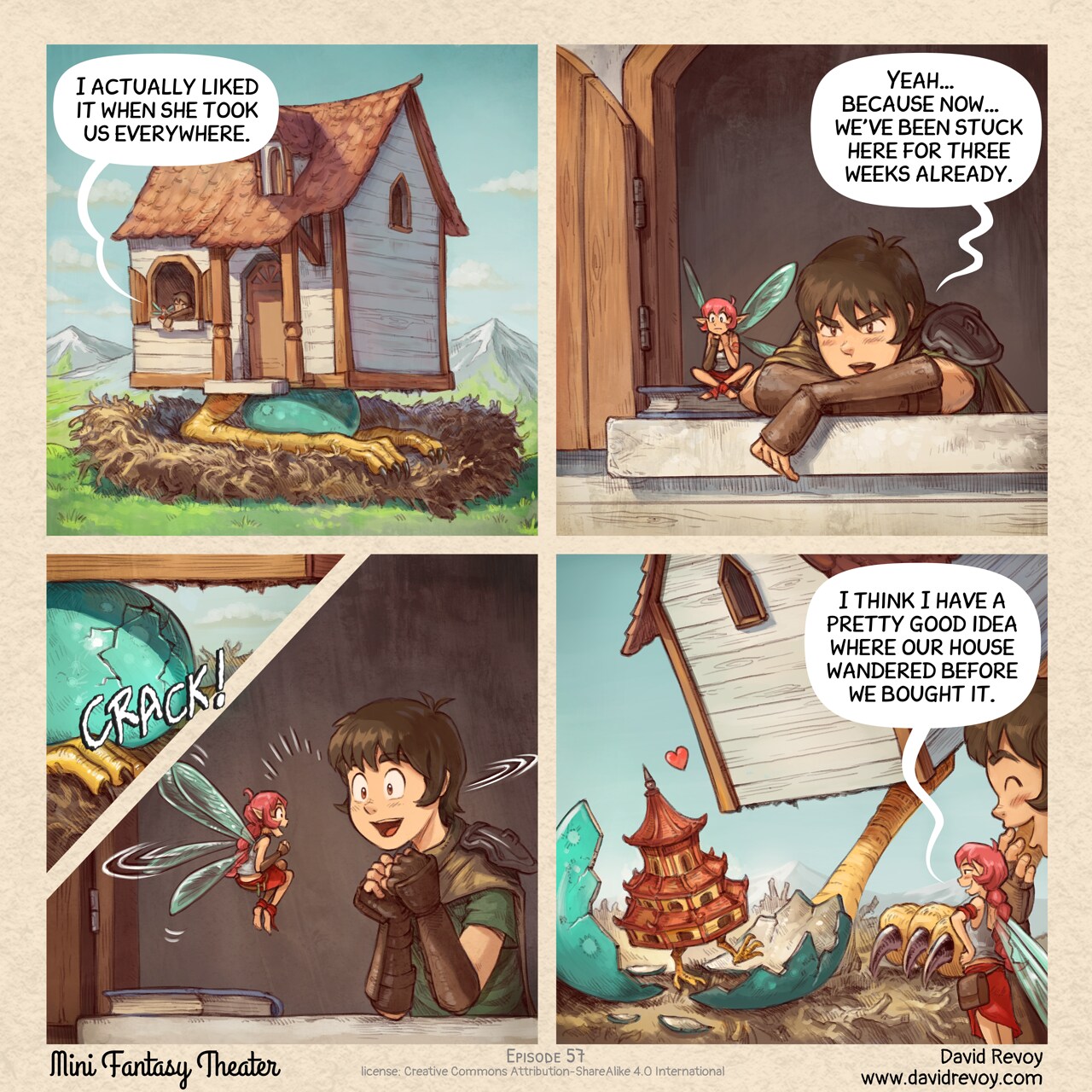 MiniFantasyTheater, The Nest and Travel Souvenir, page 1. English comic artwork by David Revoy.