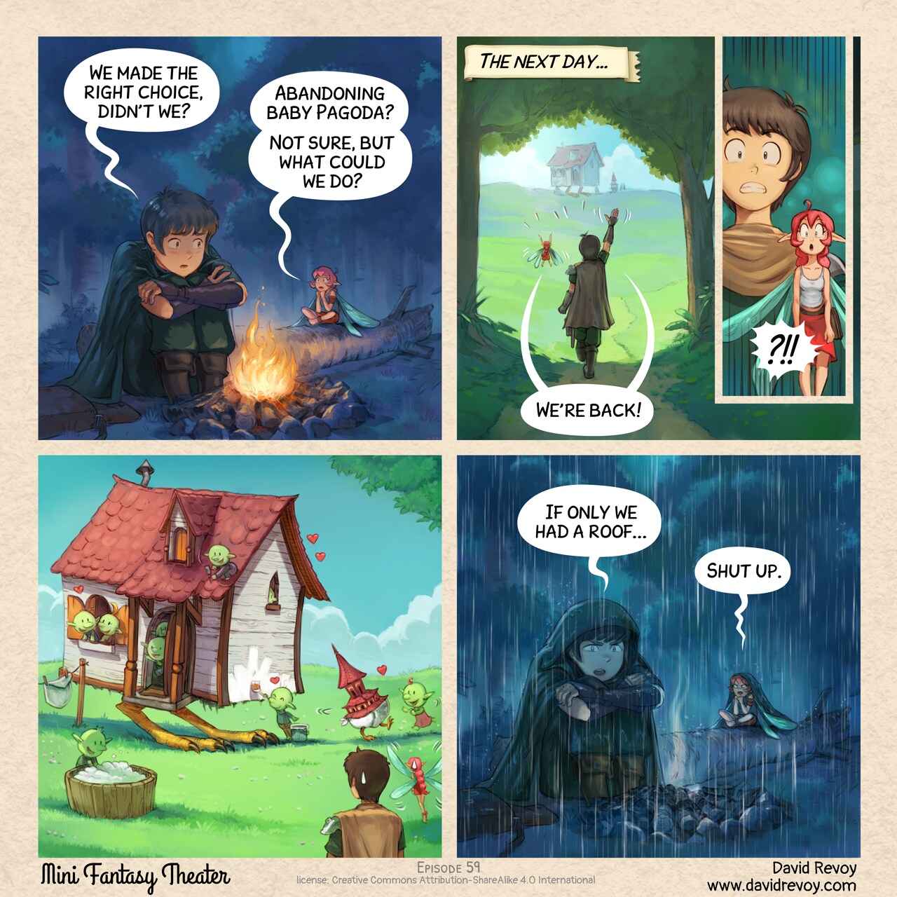 MiniFantasyTheater, Baby Pagoda Side Quest: Failed, page 1. English comic artwork by David Revoy.