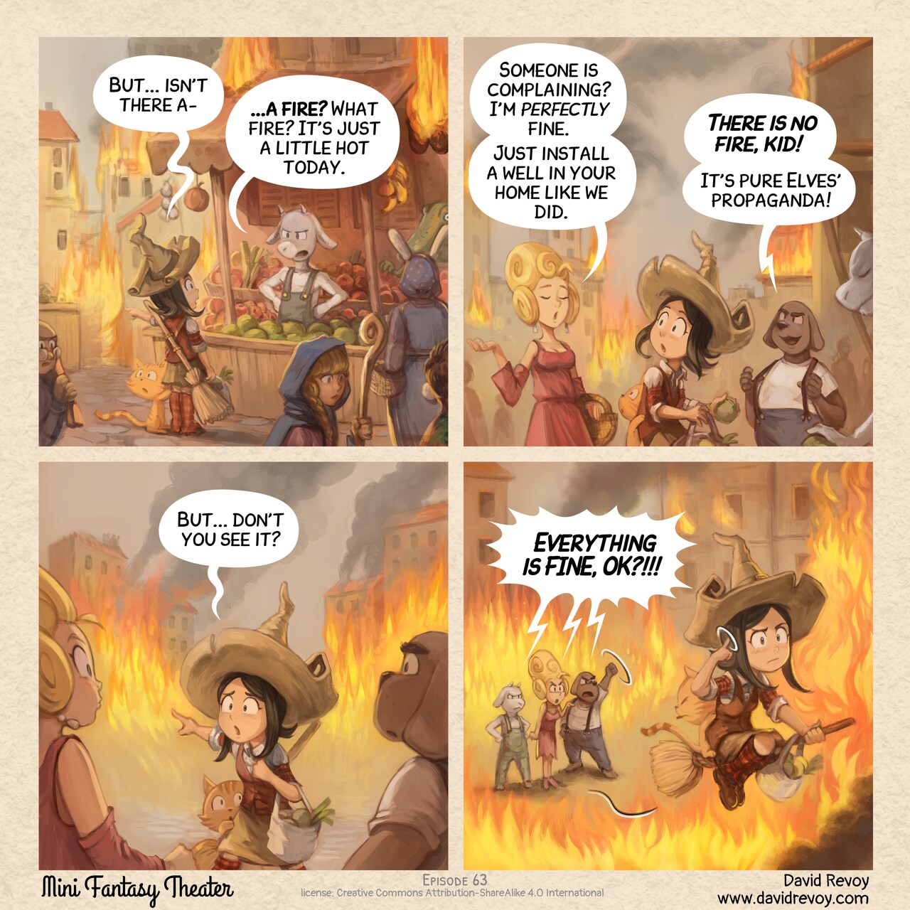 MiniFantasyTheater, Fire, page 1. English comic artwork by David Revoy.
