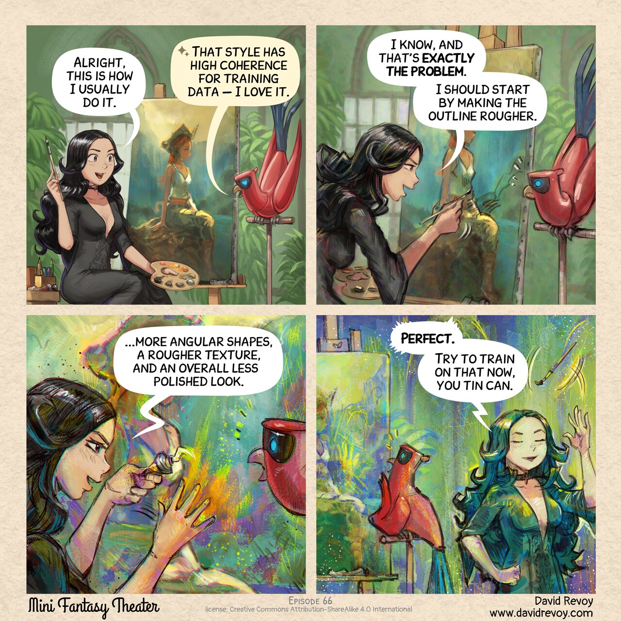 MiniFantasyTheater, The Aesthetic Rebellion, page 1. English comic artwork by David Revoy.