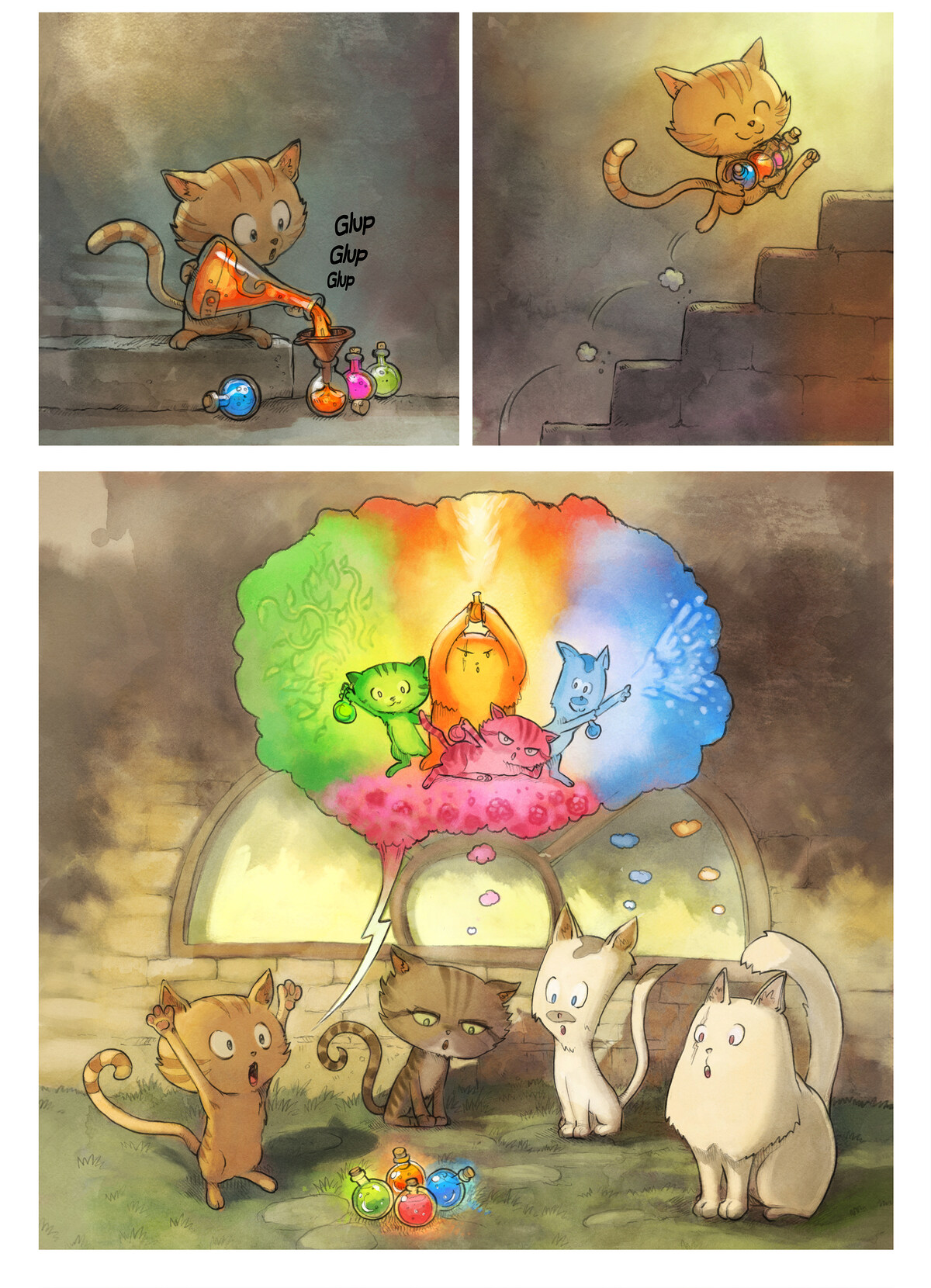 Pepper & Carrot, Rainbow Potions, page 3. English comic artwork by David Revoy.