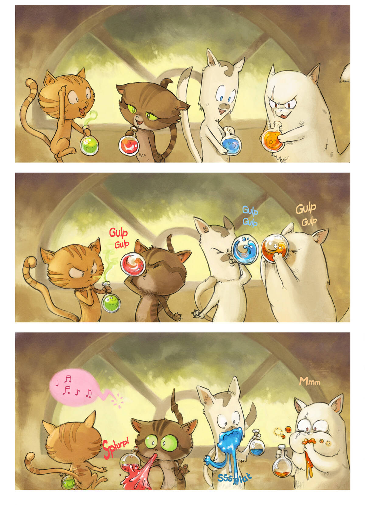 Pepper & Carrot, Rainbow Potions, page 4. English comic artwork by David Revoy.