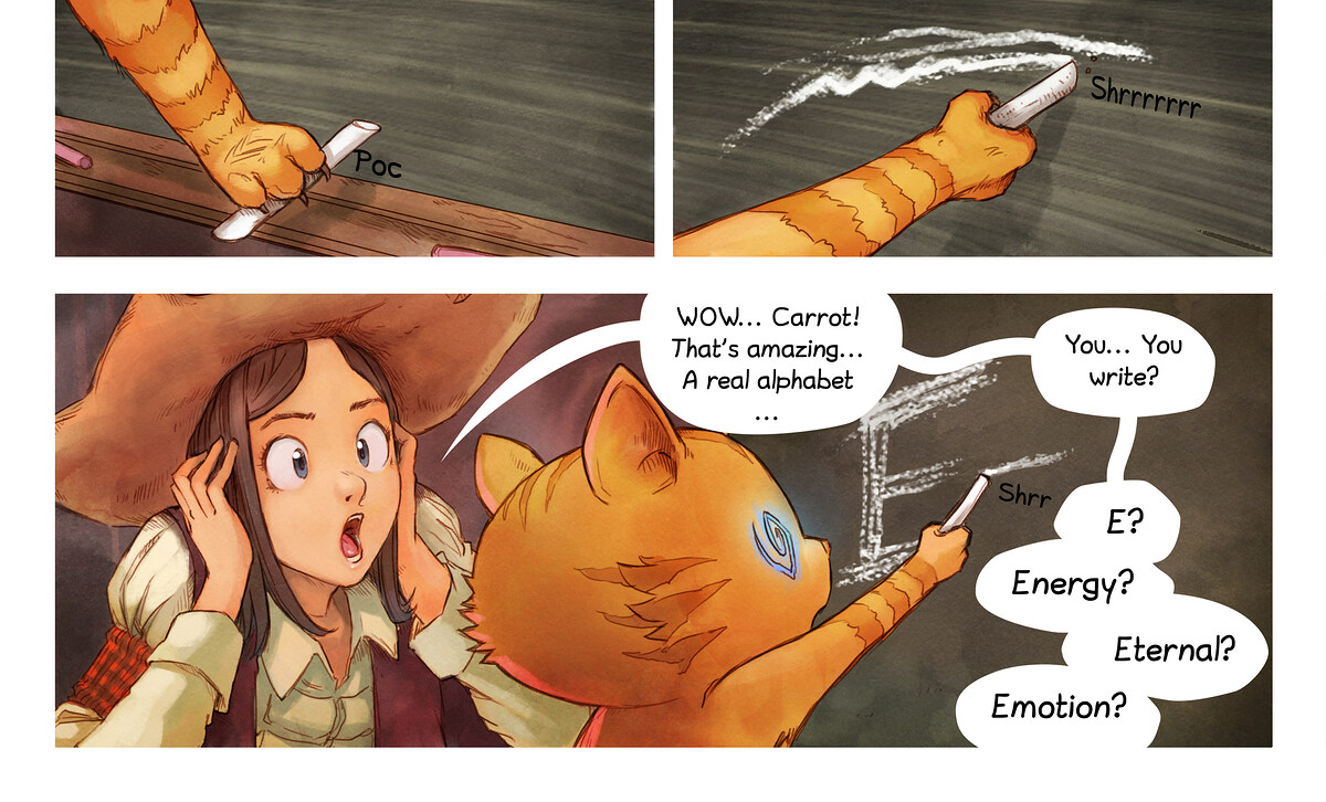 Pepper & Carrot, Stroke of Genius, page 6. English comic artwork by David Revoy.