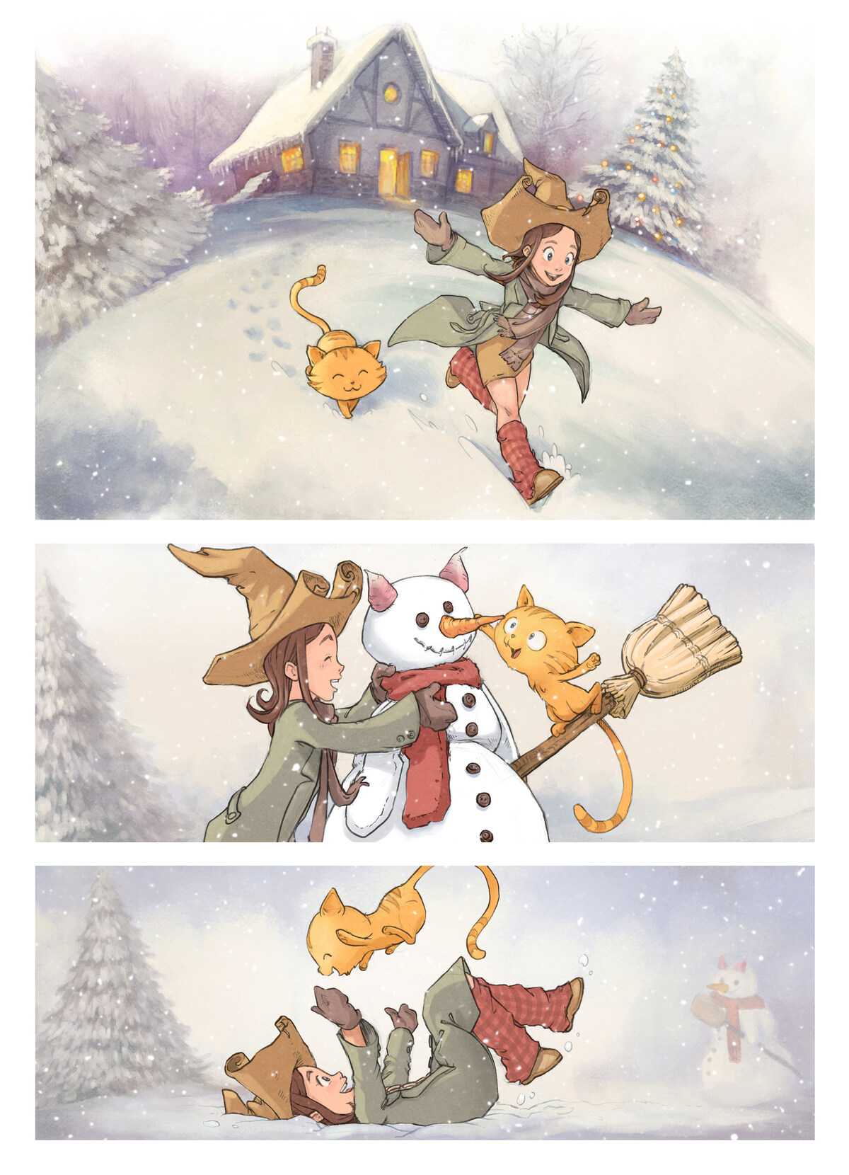 Pepper & Carrot, Special holiday episode, page 1. English comic artwork by David Revoy.