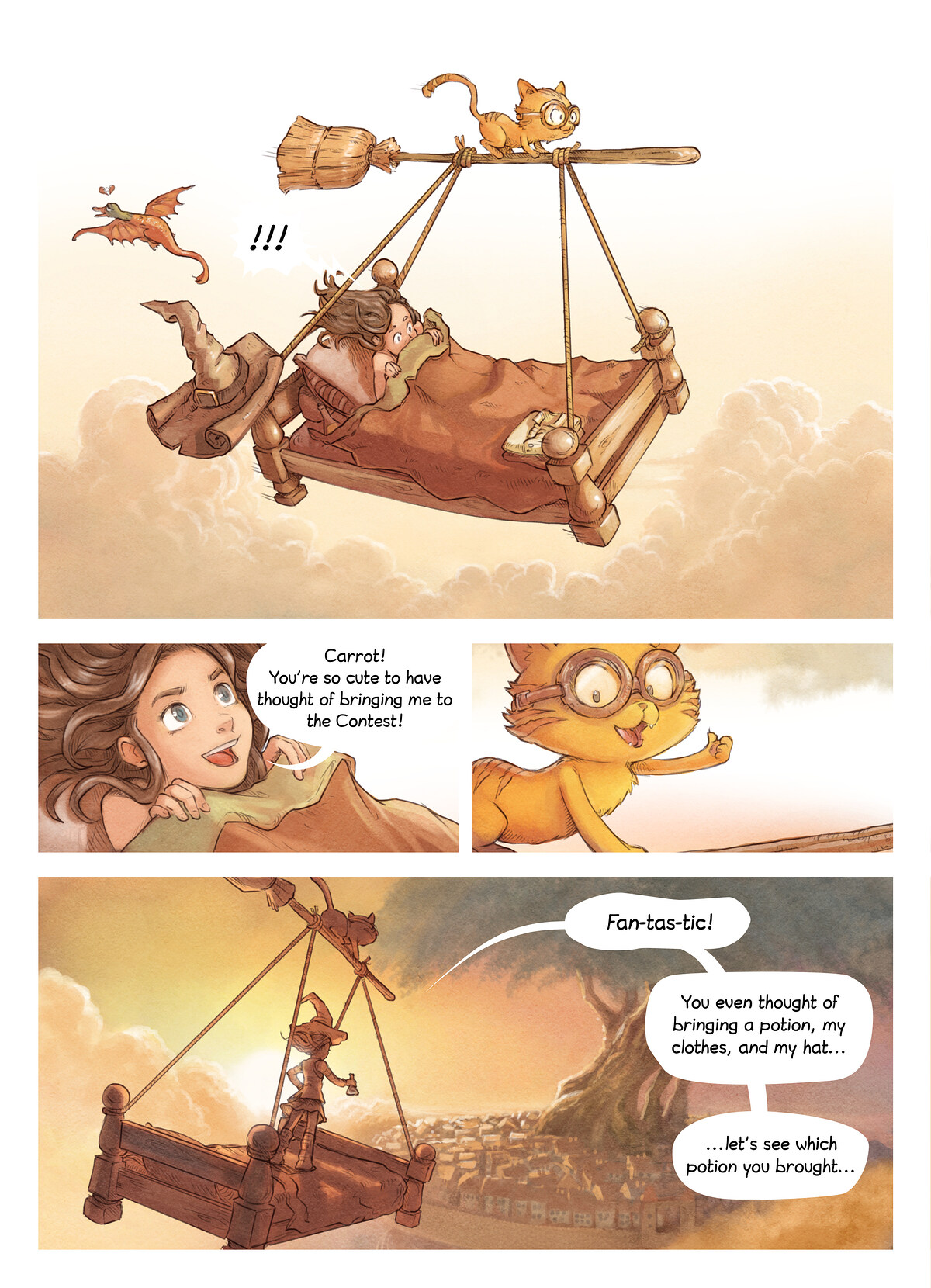 Pepper & Carrot, The Potion Contest, page 2. English comic artwork by David Revoy.