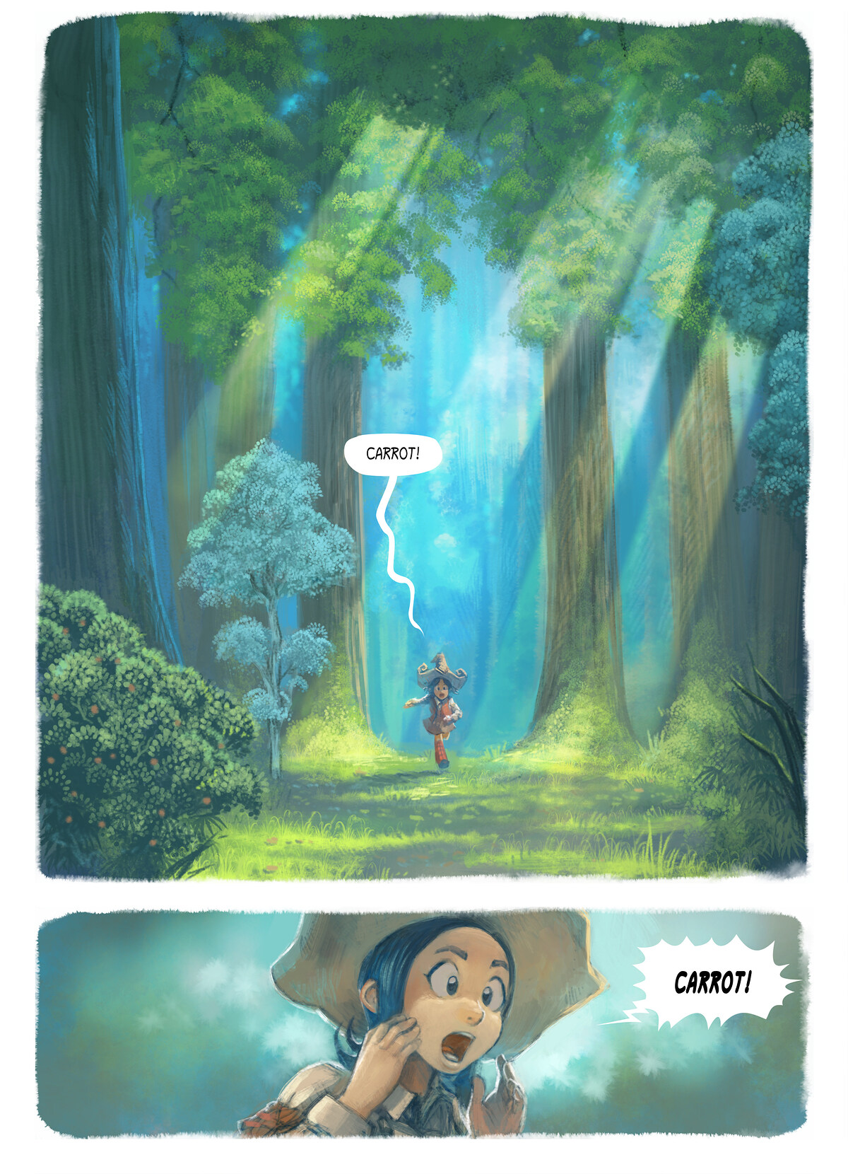 Pepper & Carrot, The Wish, page 1. English comic artwork by David Revoy.