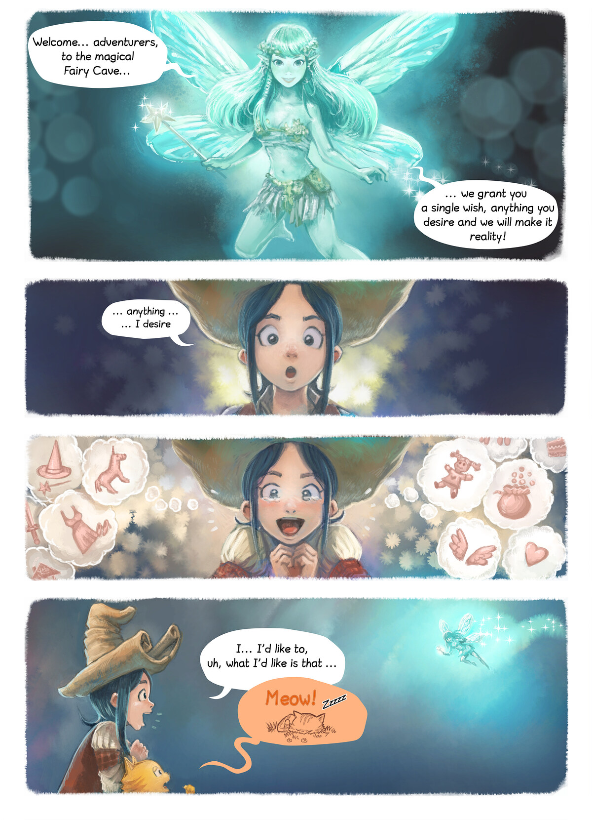 Pepper & Carrot, The Wish, page 4. English comic artwork by David Revoy.