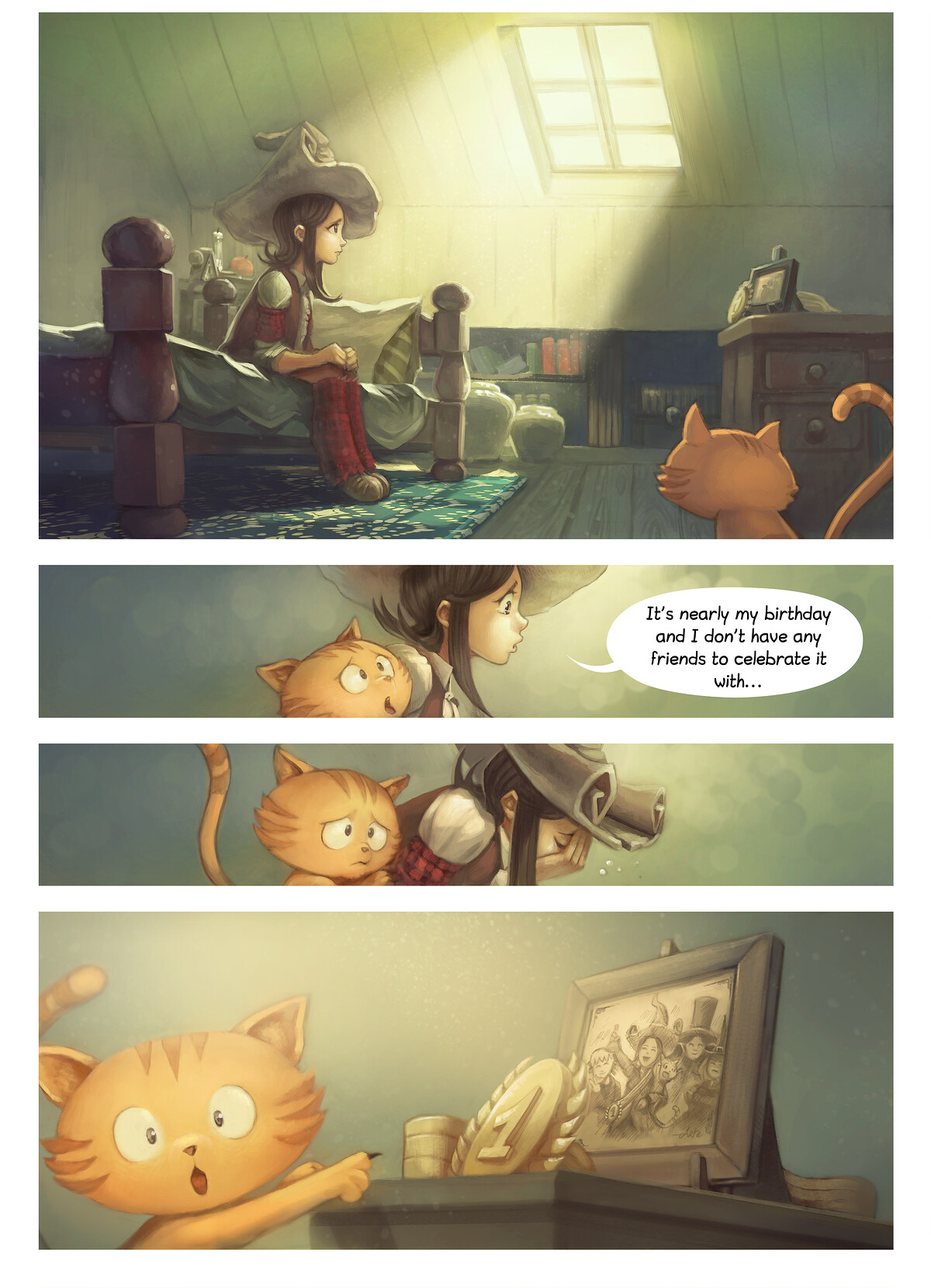 Pepper & Carrot, Pepper's Birthday Party, page 1. English comic artwork by David Revoy.