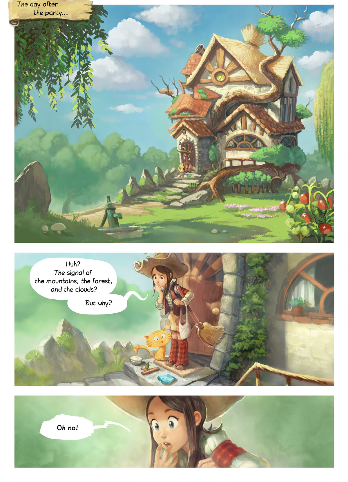 Pepper & Carrot, The Remedy, page 1. English comic artwork by David Revoy.
