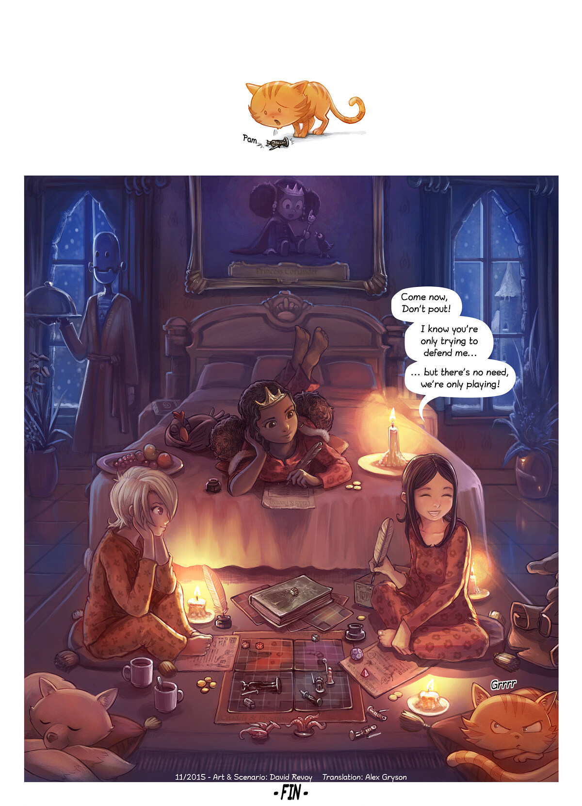Pepper & Carrot, The Pyjama Party, page 6. English comic artwork by David Revoy.