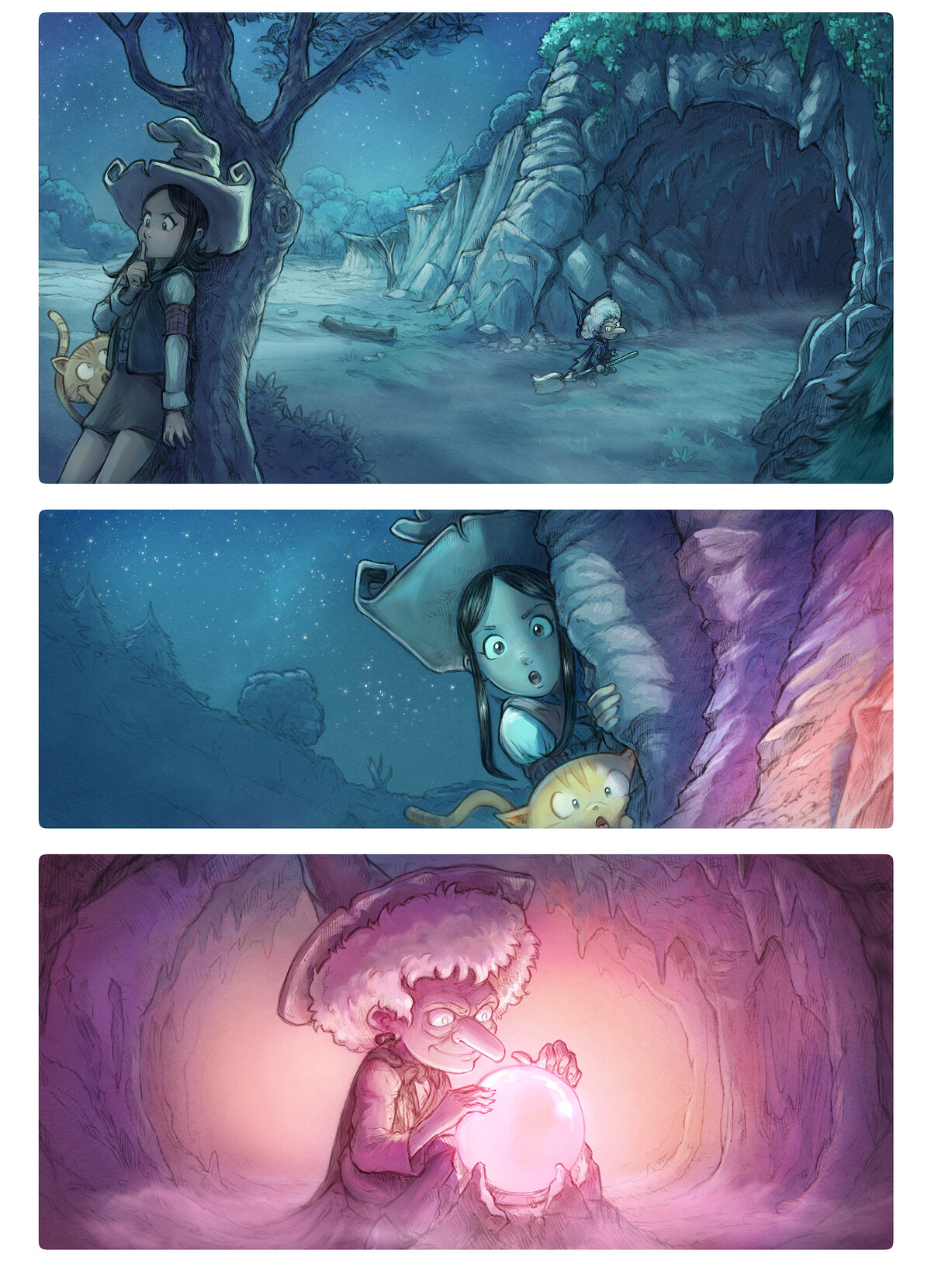 Pepper & Carrot, The Crystal Ball, page 1. English comic artwork by David Revoy.