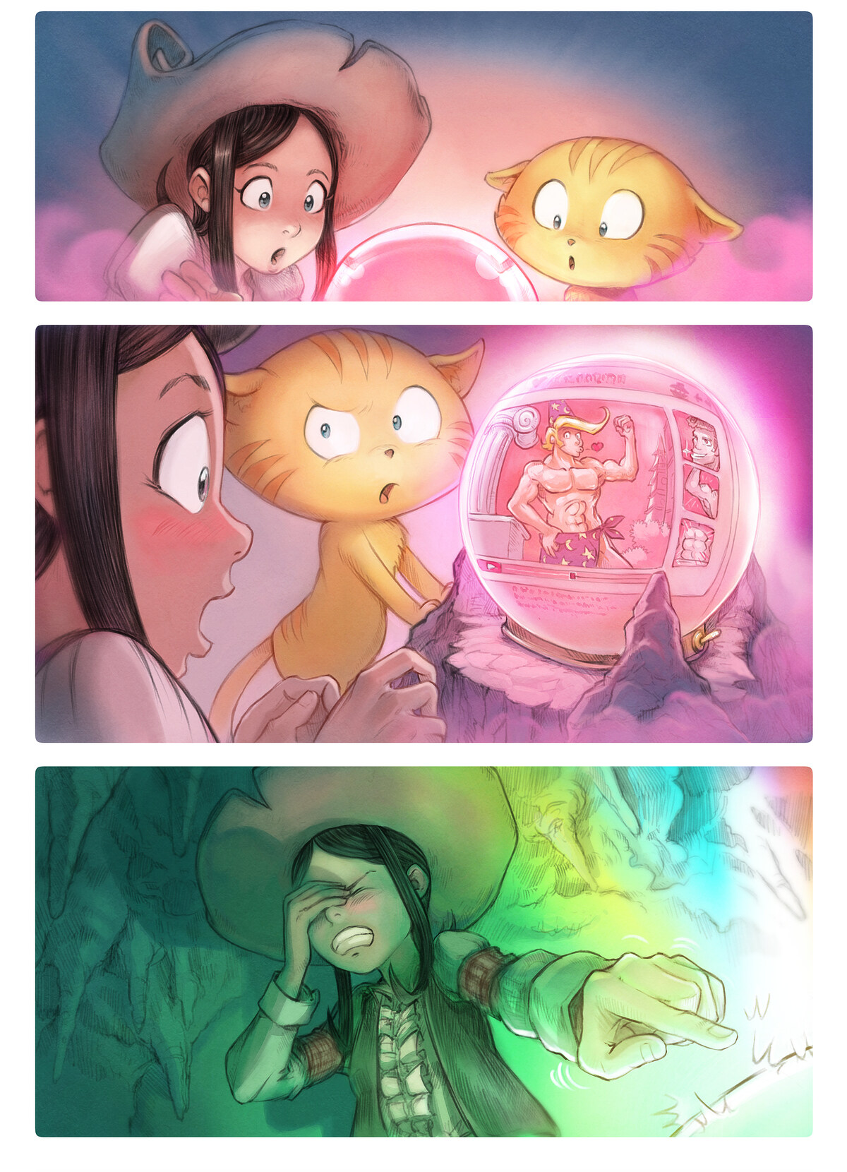 Pepper & Carrot, The Crystal Ball, page 3. English comic artwork by David Revoy.