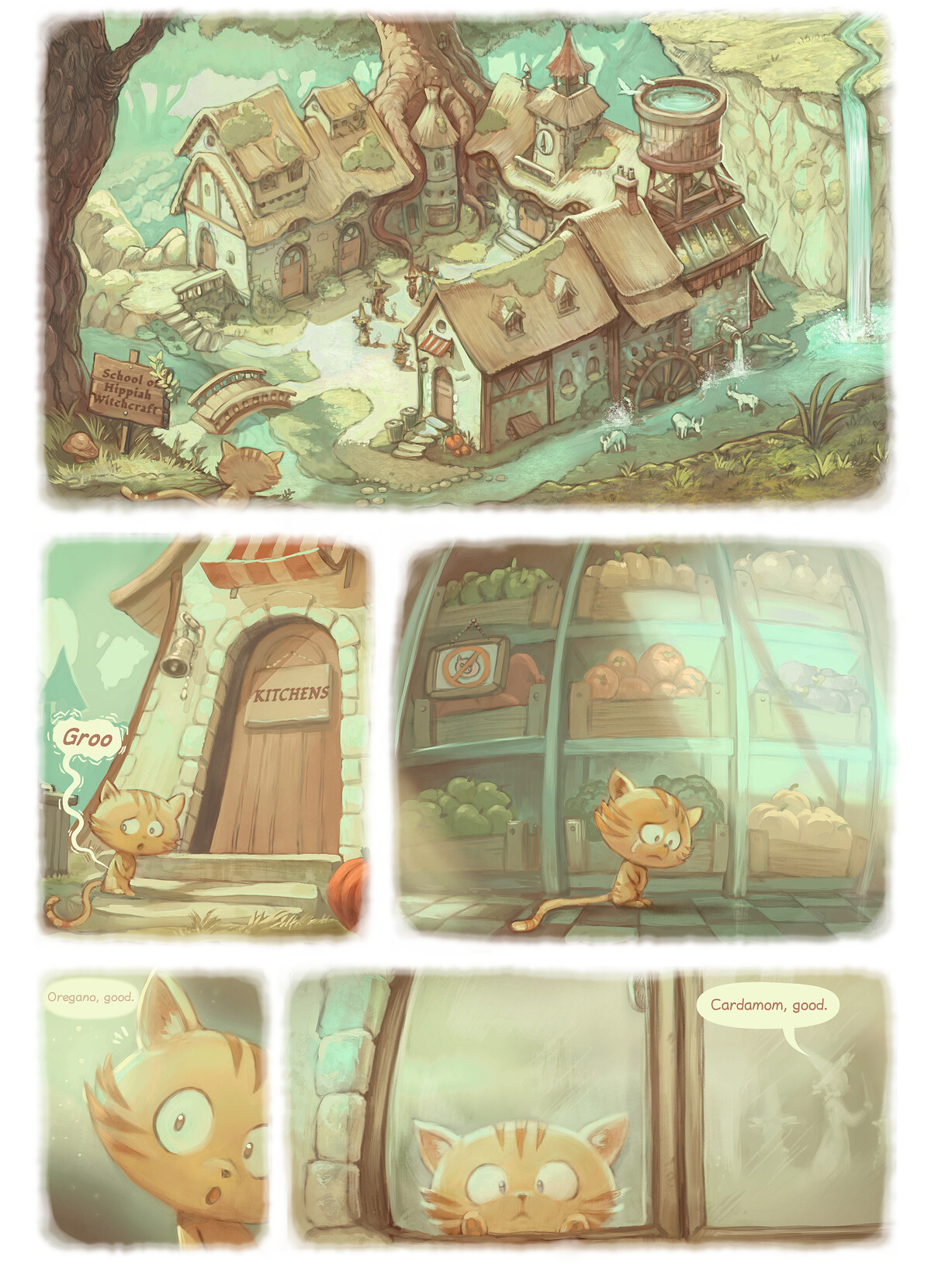 Pepper & Carrot, The Encounter, page 2. English comic artwork by David Revoy.