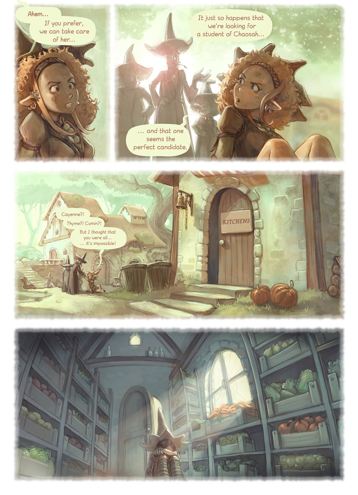 Pepper & Carrot, The Encounter, page 5. English comic artwork by David Revoy.