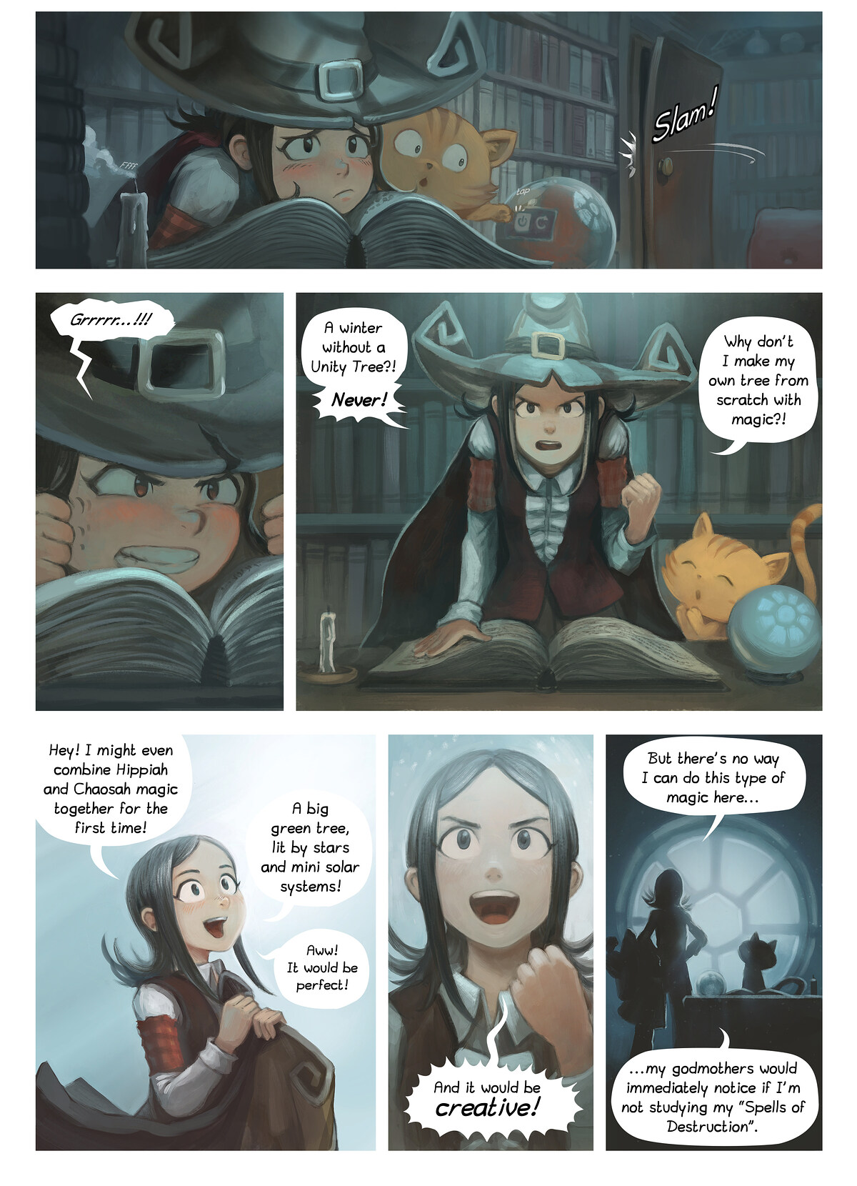 Pepper & Carrot, The Unity Tree, page 2. English comic artwork by David Revoy.