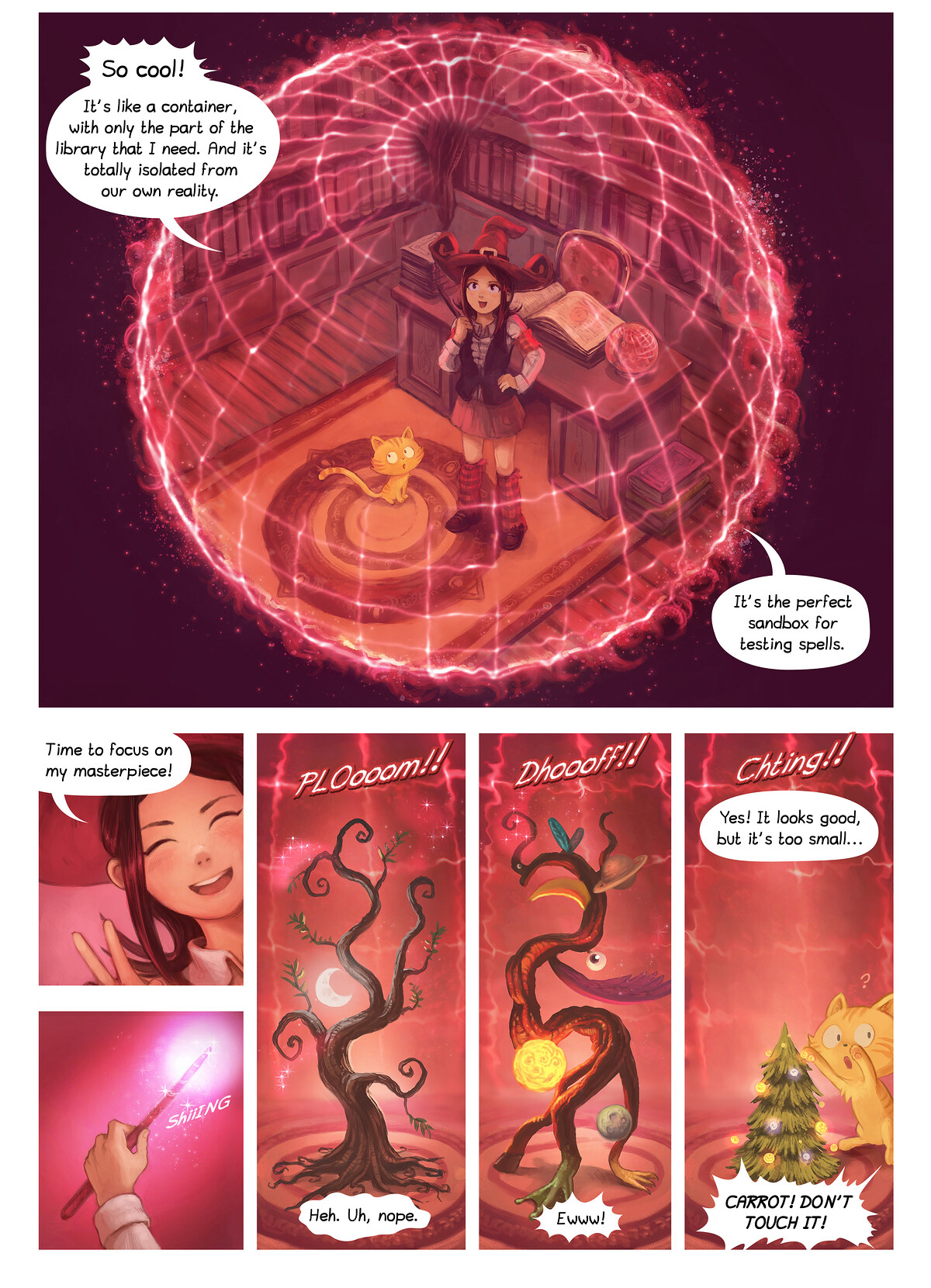 Pepper & Carrot, The Unity Tree, page 4. English comic artwork by David Revoy.
