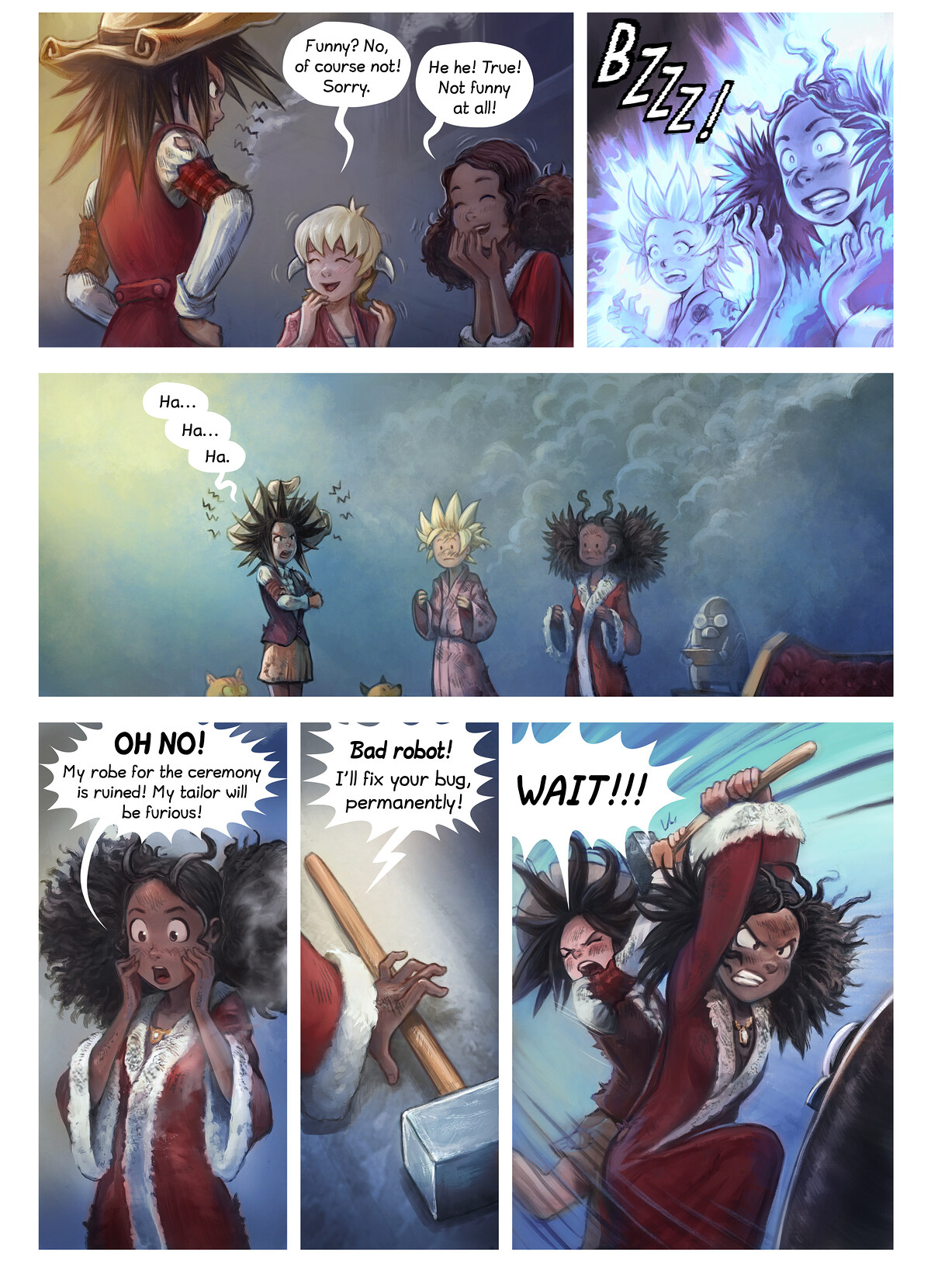 Pepper & Carrot, Coriander's Invention, page 5. English comic artwork by David Revoy.