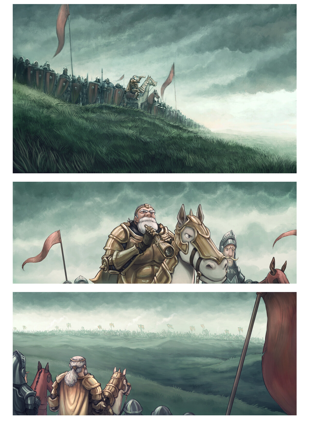 Pepper & Carrot, The Battlefield, page 1. English comic artwork by David Revoy.