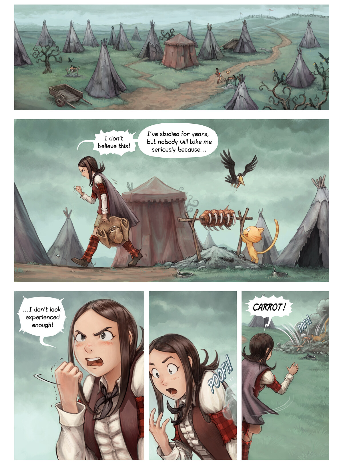 Pepper & Carrot, The Battlefield, page 4. English comic artwork by David Revoy.