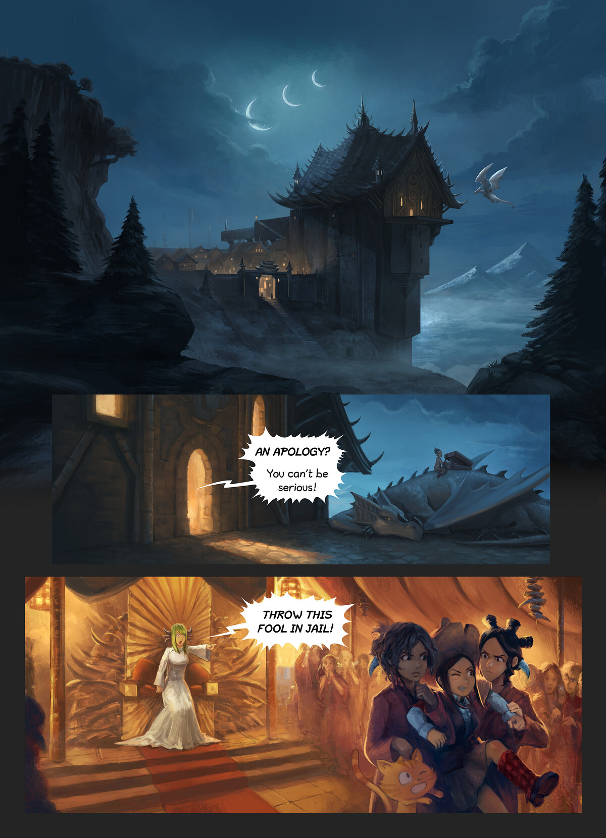 Pepper & Carrot, The Surprise Attack, page 1. English comic artwork by David Revoy.