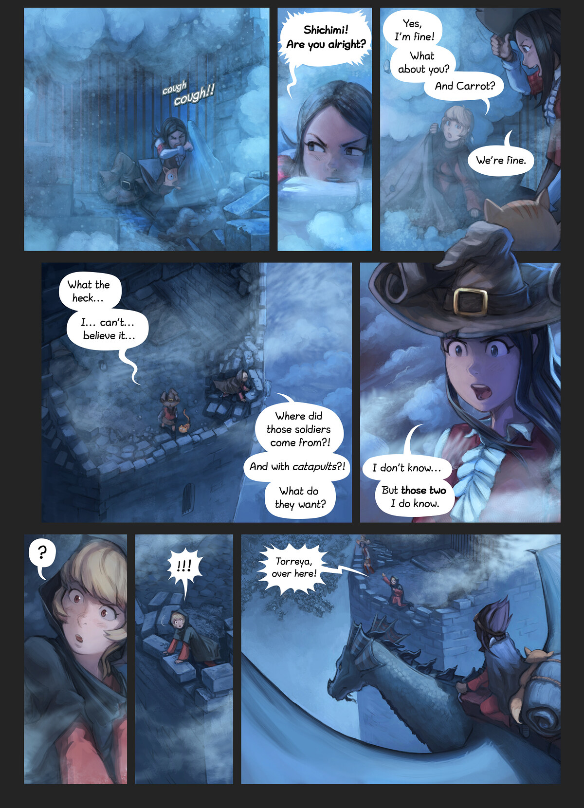 Pepper & Carrot, The Surprise Attack, page 9. English comic artwork by David Revoy.