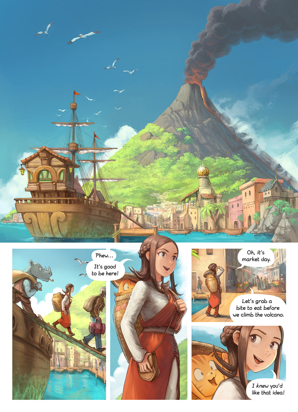 Pepper & Carrot, The Tears of the Phoenix, page 1. English comic artwork by David Revoy.