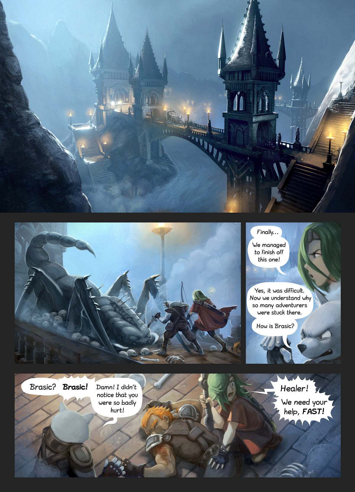 Pepper & Carrot, The Healer, page 1. English comic artwork by David Revoy.