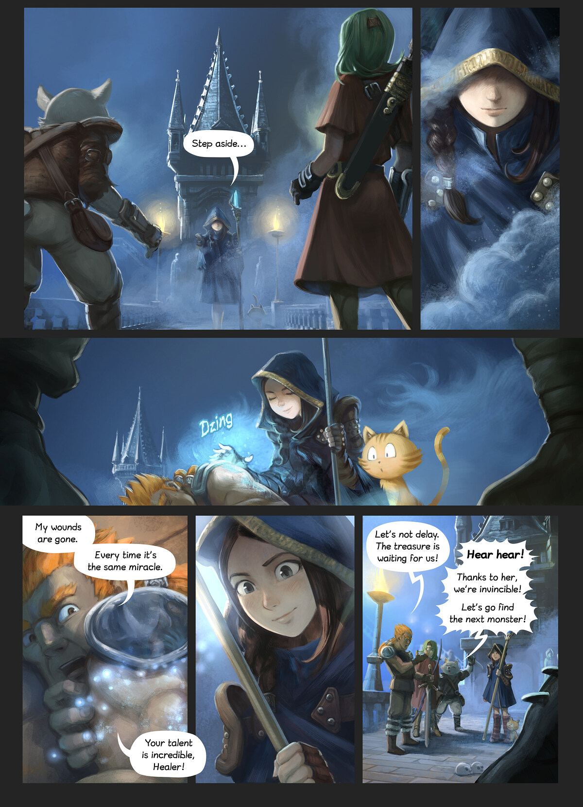 Pepper & Carrot, The Healer, page 2. English comic artwork by David Revoy.