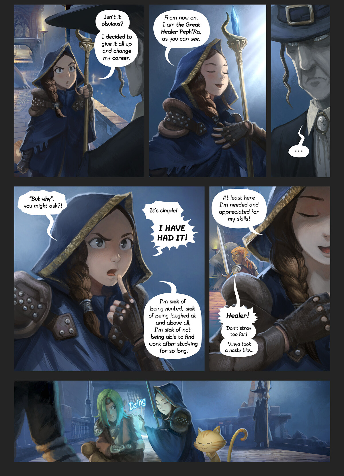 Pepper & Carrot, The Healer, page 4. English comic artwork by David Revoy.