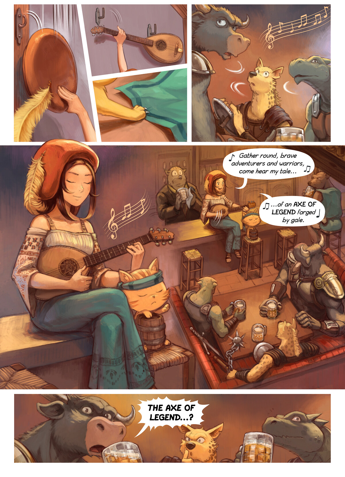 Pepper & Carrot, The Tavern, page 5. English comic artwork by David Revoy.