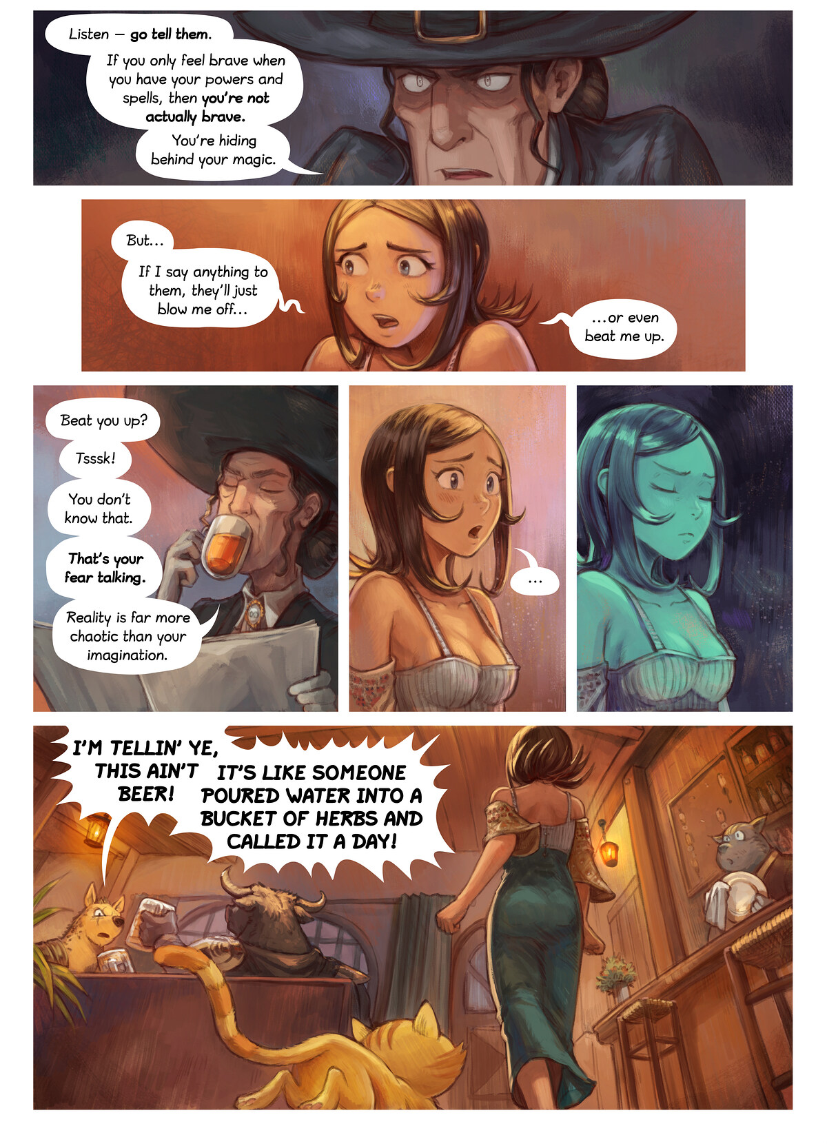 Pepper & Carrot, The Tavern, page 8. English comic artwork by David Revoy.