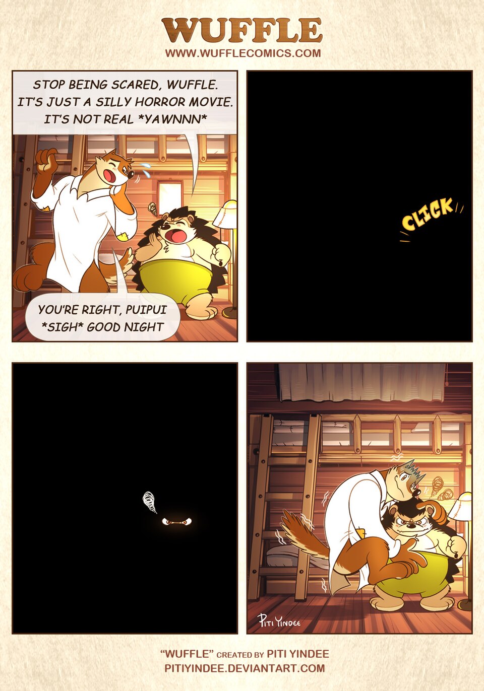 Wuffle, A Nightmare on Gingerbread Street, page 2. English comic artwork by Piti Yindee.