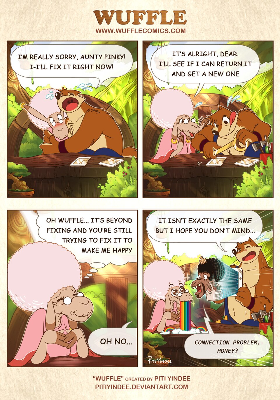 Wuffle, Aunty Pinky's Husband, page 3. English comic artwork by Piti Yindee.