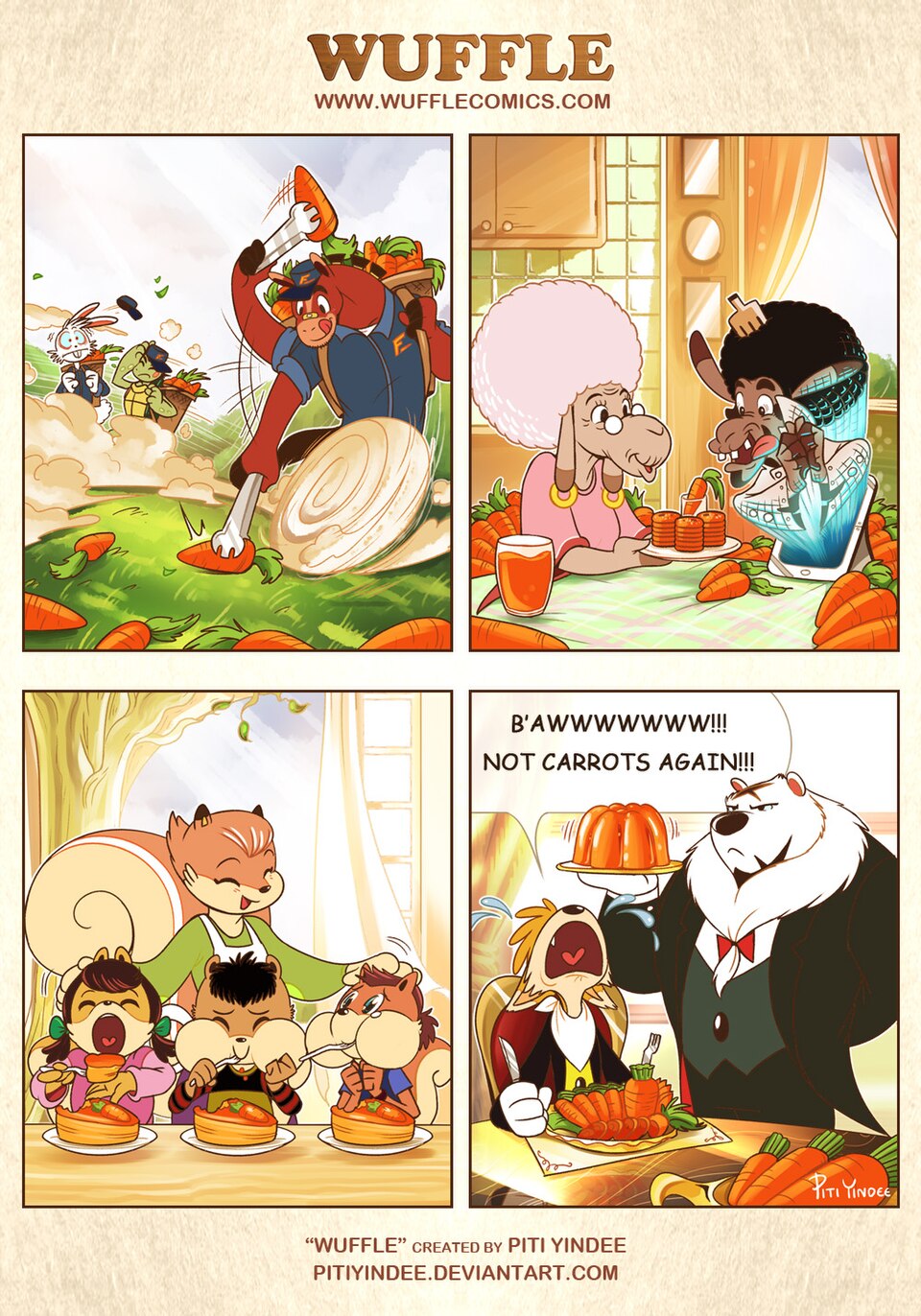 Wuffle, Carrot Apocalypse, page 1. English comic artwork by Piti Yindee.
