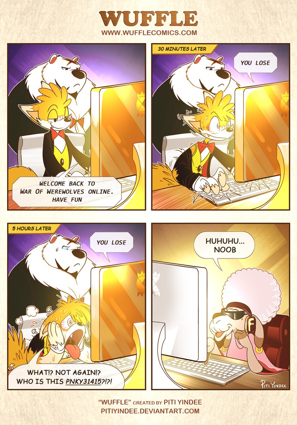 Wuffle, PNKY31415, page 1. English comic artwork by Piti Yindee.